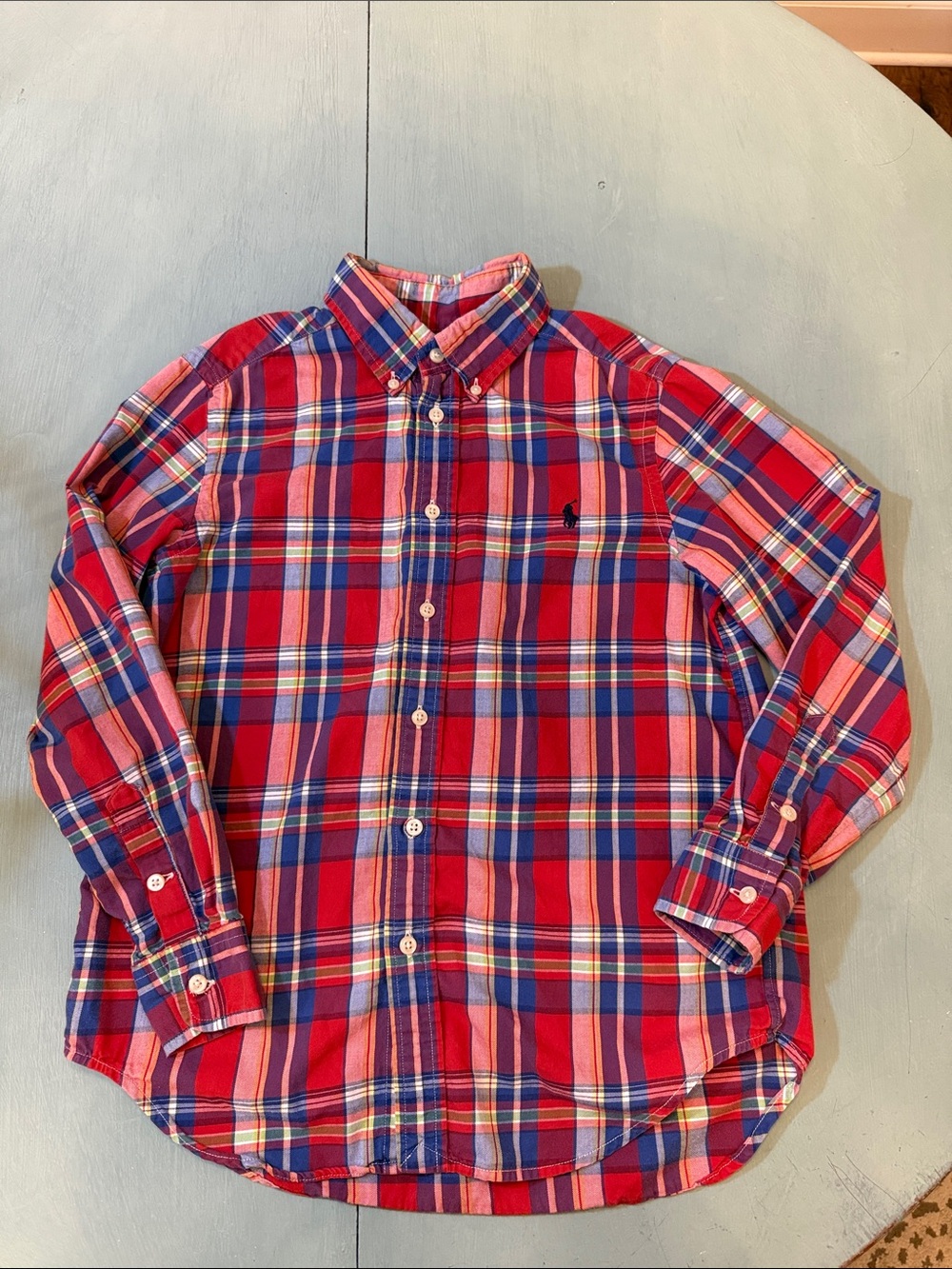 Polo by Ralph Lauren Red and Blue Plaid Button-Down Shirt